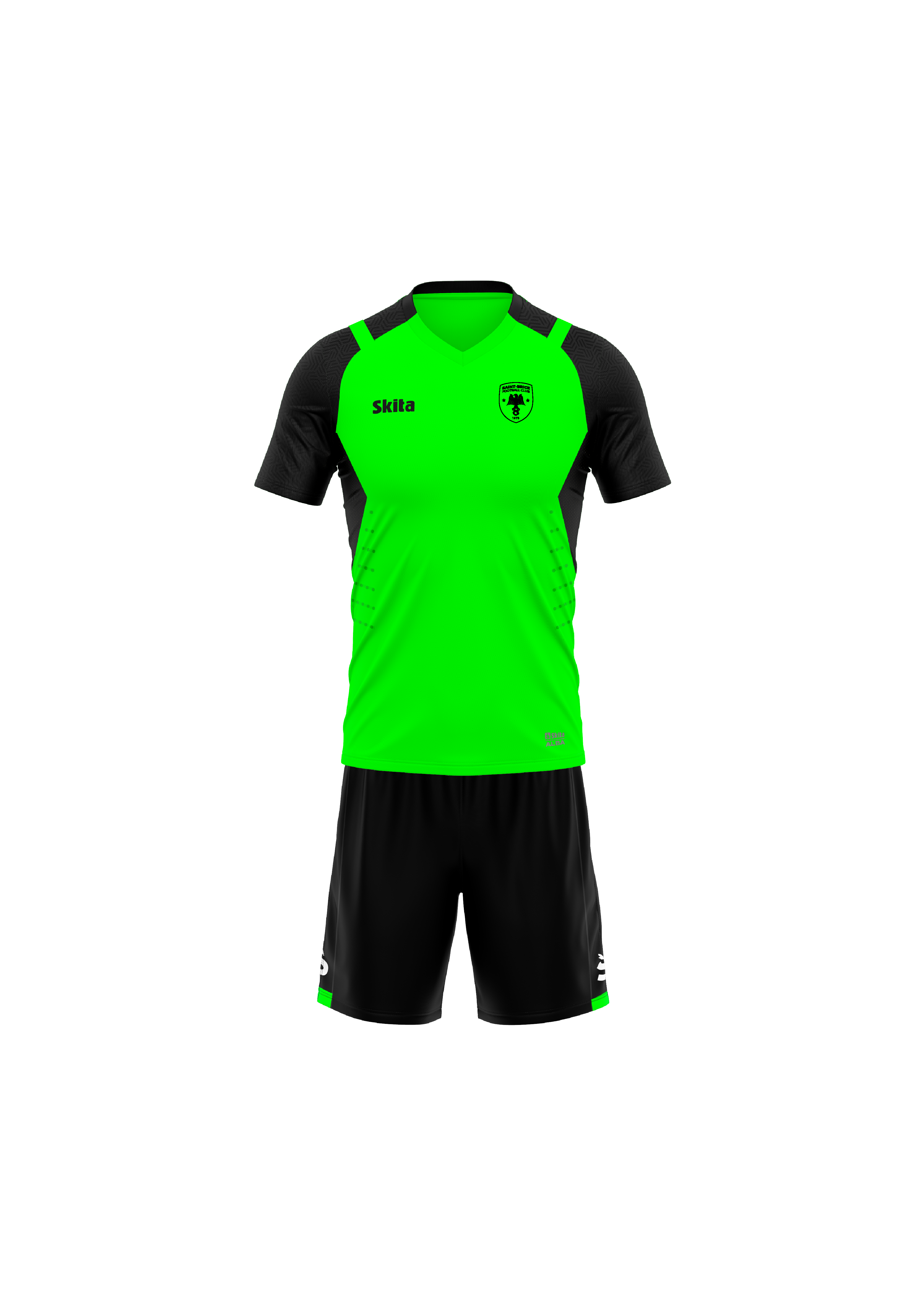 Maillot short ALBA vert fluo/noir ((SAINT BRICE FC))
